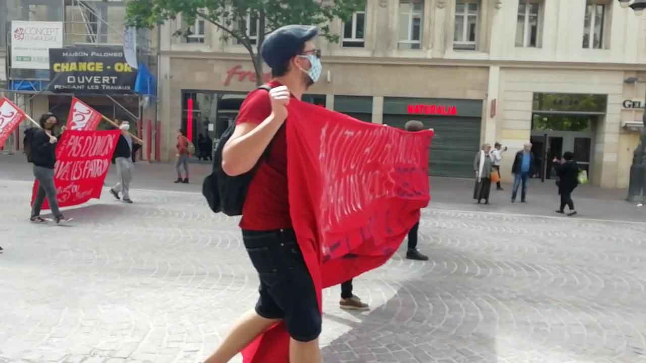 Manifestation sur la canebière